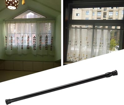 Uitschuifbare douchegordijnstang zonder boren - Zwart - 1 stuk - Diameter 13 mm - Spanstang voor gordijnen - Verstelbaar van 40-70 cm - Dunne staaf