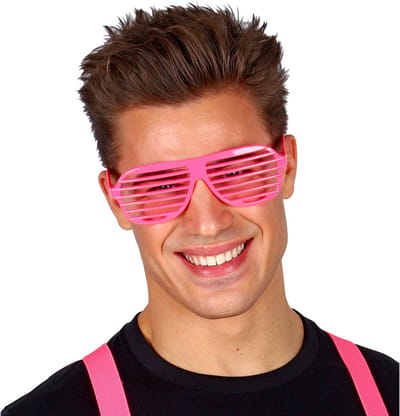 Widmann - Jaren 80 & 90 Kostuum - Tralie Bril Neon Roze - Roze - Carnavalskleding - Verkleedkleding