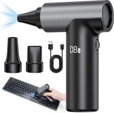 Elektrische Stofventilator – 130.000 RPM – 10 Snelheden – Air Duster met LED-Display – 5000 mAh – USB-C Snelladen
