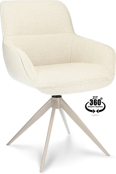 Icon Living - Armstoel Luna - Stof Mose Natural - Leg Smoked Cream 360° Return-system