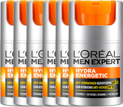 L'Oréal Paris Men Expert hydraterende dagcrème SPF 15 - 6x50ml - Voordeelverpakking Normale huid Antirimpel