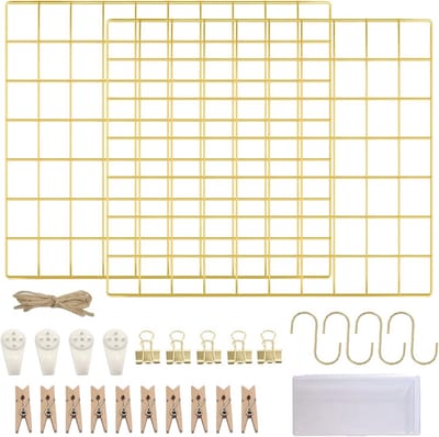 Metalen Wand Rooster voor Foto's - Draadgaas Fotopanel en Memobord - 2-Pack Grids