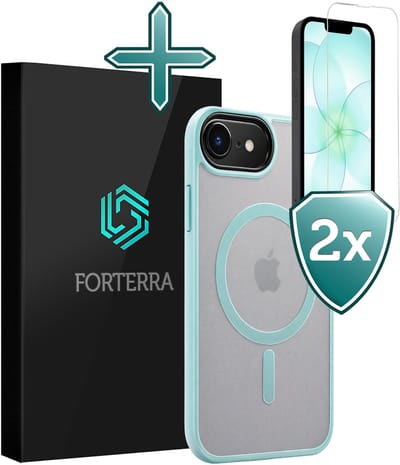 Hoesje Met 2x Screenprotector - Geschikt voor Apple iPhone 17e - Magsafe Compatible - Sterk & Shockproof - Shock Proof Case - Back Cover - Telefoon Hoes - Lichtblauw