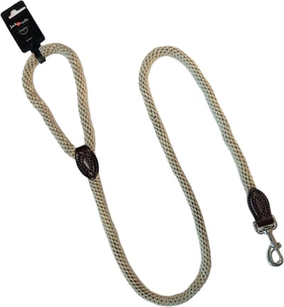 Jack & Vanilla Walkabout Hondenriem - Ronde Hondenlijn - 135 cm x 15 mm - Beige - Met Karabijnhaak
