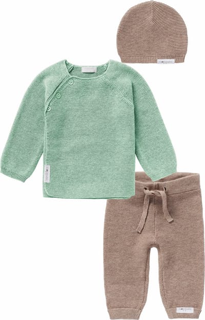 Noppies - Kledingset - 3 delig - Broek Grover Taupe - Truitje Pino Mint - Mutsje Taupe - Maat 44