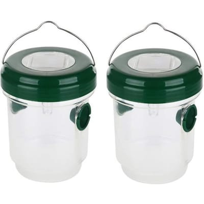Lot de 2 pièges à guêpes solaires d'extérieur avec lumière uv led pour enlever les mouches, les insectes, les cornets, les abeille