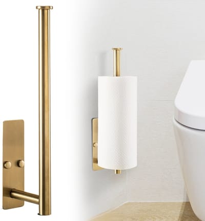 Reserverolhouder Goud - Zonder boren - Hangend - Zelfklevend of Schroeven - Toiletrolhouder Muur