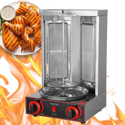 Verticale Grill - Draaiende Kebab - Vlees Grillen - 360 Graden Rotatie - 30x30x49 cm - Zilver