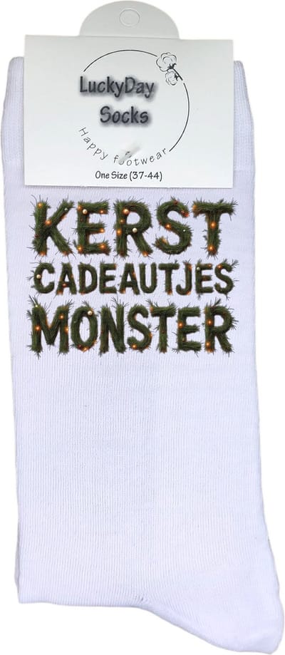 LuckyDay Socks - Grappige Kerst Cadeaus voor Dames en Heren - One Size Sokken met Tekst - Huissokken - Kerstsokken - Geschenk Vrouwen, Mannen , Moeder, Mama, Papa, Vader, Vriend, Vriendin, Zus, Broer, Oma, Opa - Originele Cadeautjes Volwassenen