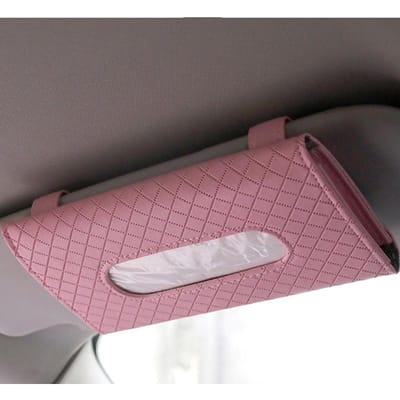 Boîte à mouchoirs pour voiture, 1 pièce, ensembles de serviettes, pare-soleil de voiture, support de boîte à mouchoirs, décoration de rangement intérieur automobile pour accessoires de décoration de voiture BMW rose