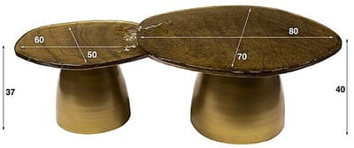 Salontafel Eclips set van 2 Glas - Goud antiek finish