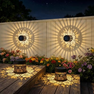 LISM-Een set van 2 decoratieve solar zonnebloem tuinlampen, buitenlantaarns op zonne-energie, IP65 waterdichte tuinverlichting, geschikt voor buitentafels, terrassen, balkons, veranda's, binnenplaatsen en paden.