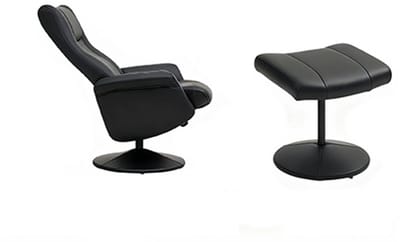Lounge Stoel 70 x 79 x 105 cm (stoelafmetingen) 42 x 35 x 45 cm (poefafmetingen) Zwart Staal TV Stoel Stoel Bureaustoel Met Lighoek, Voetsteun 360° Draaiend Geschikt voor Slaapkamer, Woonkamer, Kantoor