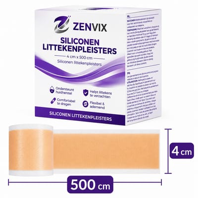 Zenvix® Siliconen Litteken Pleister 4x500 cm – Litteken Vervager - Scar Sheets – Littekens Pleisters Tape – Striemen - Silicone Scar Tape