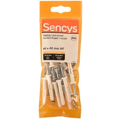 Sencys Slagplug Nylon - Diam. 6x40mm - 20 Stuks