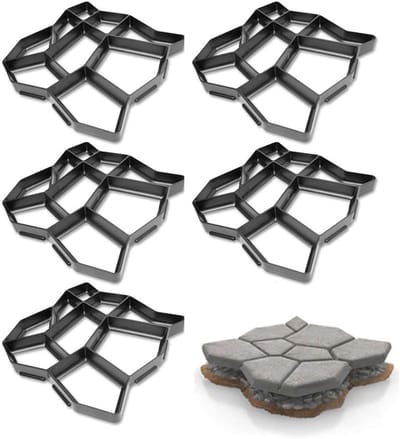 Betonvorm Looppad - Bestratingsvorm Tuinpad - Zelf Bestrating Maken - Herbruikbaar Sterk Kunststof - 43x43x4 cm - Zwart