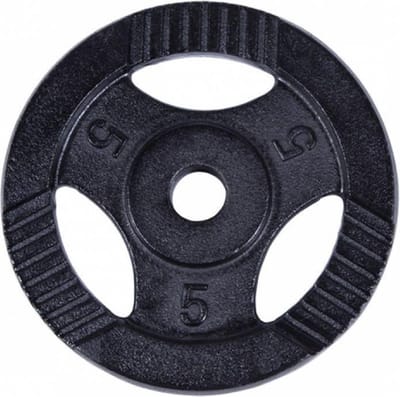 Gorilla Sports Gewichtsschijf - Halterschijf - Gripper Gietijzer zwart - 30 mm - 5 kg