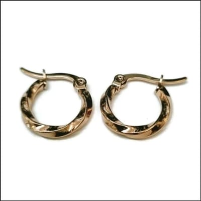Aramat Jewels | Oorringen | RVS Gedraaide Oorringen - Dames hoops | Goudkleurig / 15mm | |2,5mm | Staal | Volwassenen | Verkleurd niet