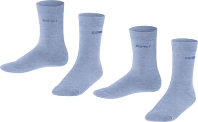 Esprit Foot Logo 2-Pack eenkleurig katoen multipack sokken kinderen blauw - maat 23-26
