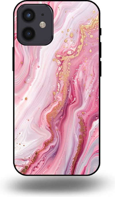 Smartphonica Telefoonhoesje geschikt voor iPhone 12 Mini met marmer opdruk - TPU backcover case marble design - Roze geschikt voor iPhone 12 Mini