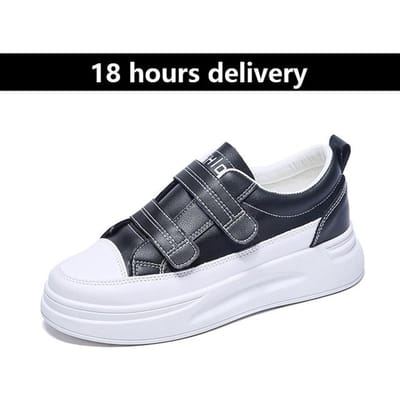 Chaussures Pour Femmes Ballerines Décontractées Mode Blanc Baskets Pour Femmes Antidérapantes Ballerines d'Extérieur Cuir Souple Chaussures Vulcanisées Pour Femmes 39 noir