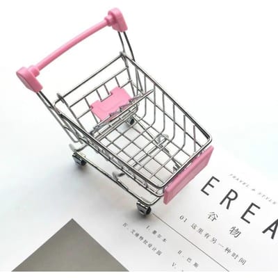Mini supermarkt winkelwagentje kinderspeelgoed kan kleine ornamenten kleine snacks opbergen 11x8.5x12cm roze