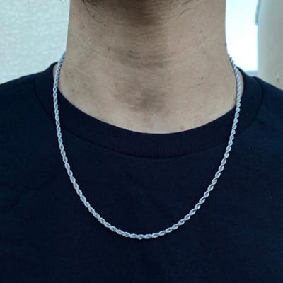 Mode touw ketting ketting mannen temperament 3mm breedte roestvrij staal ketting ketting voor mannen sieraden cadeau 18inch(45cm) zilver