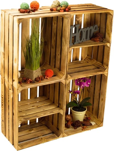 Set van 4 Massieve Houten Fruitkisten voor Opslag en Decoratie