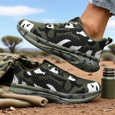 Dames Mesh Wandelschoenen Ademend Gebreid Stof Lichtgewicht Antislip Mode Camo Sneakers Outdoor Camouflage Werkschoenen 36