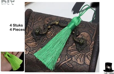 Bob Online ™ - 4 Stuks – Licht Groen - Tassels (Kwastjes) 8cm x 1.2cm – Handgemaakte Zachte Ambachtelijke Kwastjes / Tassels Chinese Stijl – Decoratieve DIY Tassels – Sieraden Maken enz. – Light Green DIY Tassels – Groen Kwasten – Hobby Kwastjes