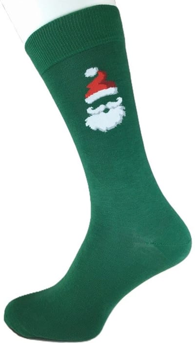 Bonnie Doon Mr. Claus Christmas Sock Kerstsokken met subtiel ingebreide Kerstman Heren Groen maat 40/46 - Kerst - feestelijk - subtiel - gladde teennaad - versterkte hak en teen - Oekotex - vrolijke sokken - Groene sokken -Bottle Green - BP252104.156