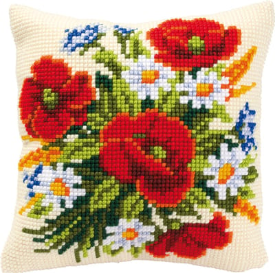Vervaco - Kruissteekkussen kit - Bloemen - PN-0008562 - Borduren - Borduurpakket - Borduurpakket volwassenen - Borduurpakket kind