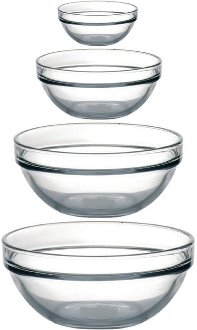 Luminarc Schaaltjes set - 12x stuks - 4 formaten 10-20-26-29 cm - glas - kommetjes