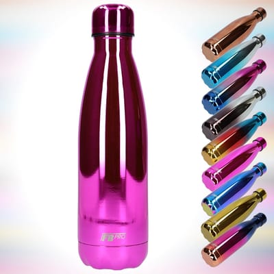 FBFS52, Thermosfles, Drinkfles, Waterfles - Modern & Slank Design - Thermos Fles voor de Warme en Koude Dagen - Dubbelwandig - Robuuste Thermoskan - 500ml - Chrome Hot Pink - Chroom Roze