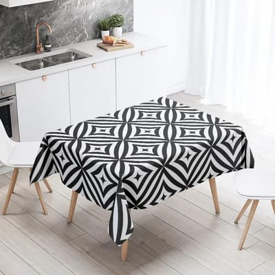Rechthoekig Zwart-Wit Geometrisch Eenvoudig Tafelkleed Waterdicht Bruiloft Restaurant Tafeldecoratie Keuken Huis 100x145cm