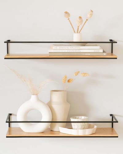 White-Label® Houten Plank Wandmontage - Hoekrek Display Decor - Hoekplank - Zwevende Wandplank - Organizer voor Slaapkamer Keuken Badkamer - Decoratie