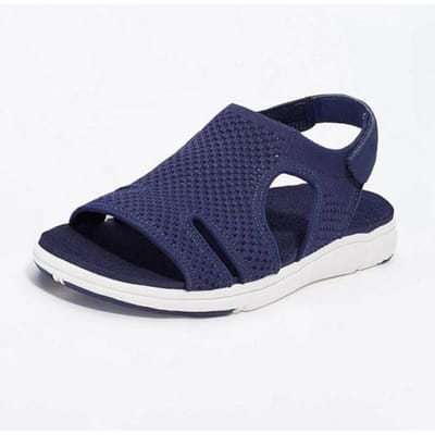 Nieuwe Zomer Dames Sandalen Sexy Schoenen Kristal Casual Dames Flats Gespsluiting Dames Mode Strand Schoen Grote Maat 36 donkerblauwe kleur