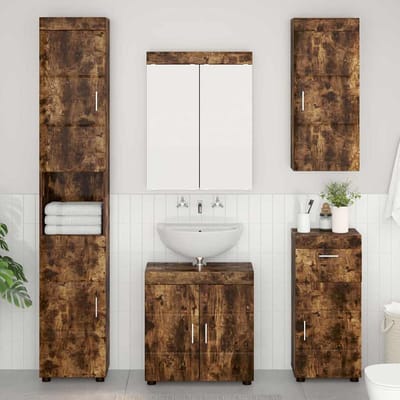 vidaXL - Badkamer - wandkast - TULUM - Gerookt - eiken - 37 - x - 24,5 - x - 86 - cm