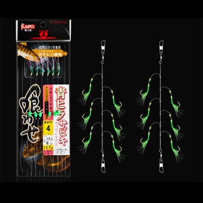 Dailygoods- Makreelrig 4 Stuks - Voorgebonden Visserij - Zee-rigs met Lichtgevende Parels - Bionic Vliegende Insecten - Lure Rigs voor Makreel/Pollock - Schokbestendig - Vissersrig