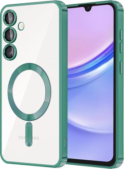Hoesje geschikt voor Samsung Galaxy A15 4G/5G - Techsuit Luxury Crystal Back Cover - Geschikt voor MagSafe - Transparant/Lichtgroen