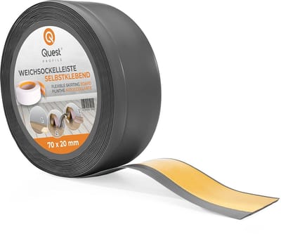 Zachte Plint - Afwerkstrip Vloer - Muren Afwerken - Zelfklevend Flexibel PVC - 70 mm x 20 mm - Donkergrijs