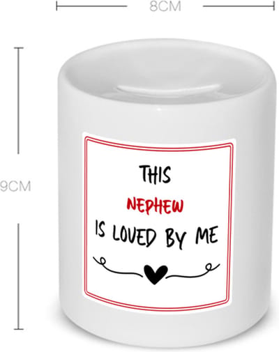 Akyol - this nephew is loved by me Spaarpot - Neef - iemand die houdt van zijn neef - verjaardag - cadeautje voor neef - neef artikelen - kado - geschenk - 350 ML inhoud