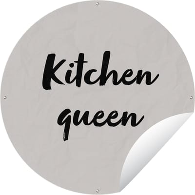 Tuincirkel Quotes - Spreuken - Koken - Chef - Kitchen queen - 60x60 cm - Ronde Tuinposter - Buiten