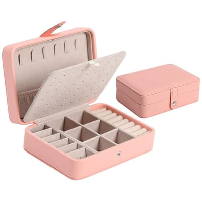 Boîte de rangement de bijoux portable de style Ins simple version coréenne 2023 nouveau sac à bijoux de voyage haut de gamme exquis de grande capacité rose