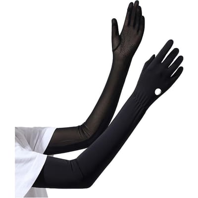 1 Paar UPF50+ Zonnebrandhandschoenen Anti-slip Open Vinger IJskoelende Mouw voor Buiten Fietsen Hardlopen Vissen UV-bescherming