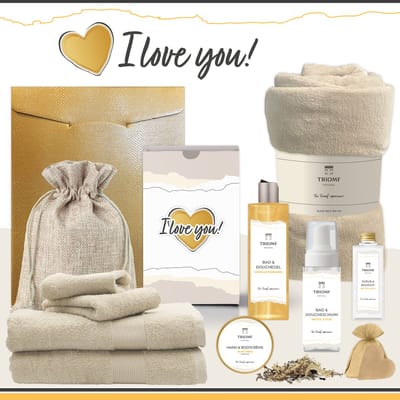 Geschenkset “I Love You!” - 11 producten - 1660 gram | Triomf Original - Giftset voor haar Cadeau Valentijnsdag Luxe wellness cadeaubox Vrouw Ik hou van jou Cadeaupakket Kerst Geschenk Pakket Moeder Verjaardag Gift Set Valentijn Vriendin Crème