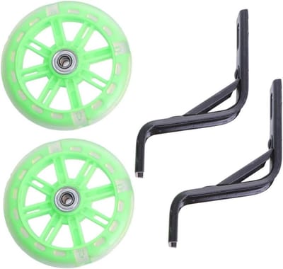 Kinderfiets Zijwielen - Hulpwielen Fiets - Fietsen Leren - Knipperlicht Functie - 12 inch - Groen