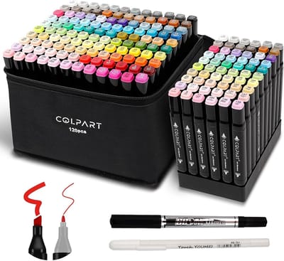 Alcohol Markers - Alcohol Markerset - 120 Kleuren - Dubbele Punt - Sneldrogend - Voor Creatieve Kunstenaars