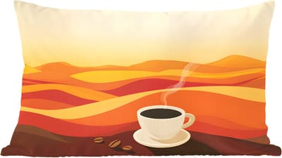 Sierkussens - Kussentjes Woonkamer - 60x40 cm - Koffie - Landschap - Oranje - Koffiebonen