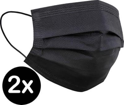 Mondkapje Wegwerp Zwart Mondmasker Mondkapje Wegwerp Mondkapjes Niet Medisch Universeel - 2x